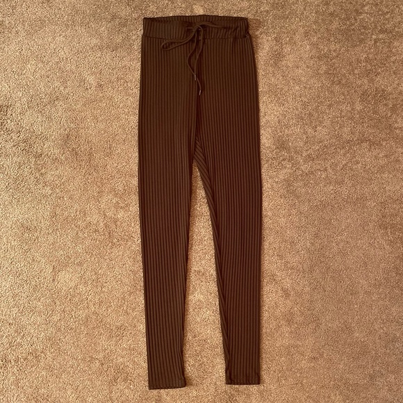 SHEIN SXY Rib-Knit Drawstring Leggings - Picture 4 of 6